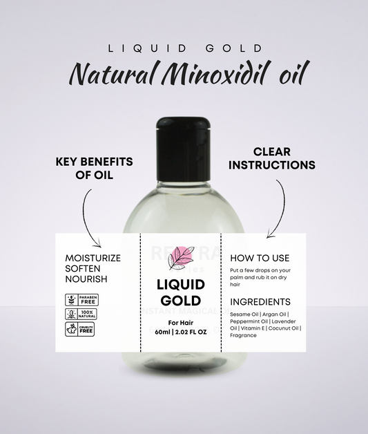 LIQUID GOLD Natural Minoxidil Oil - For Rapid Hair Growth Boost - Men & Women - 50 ML